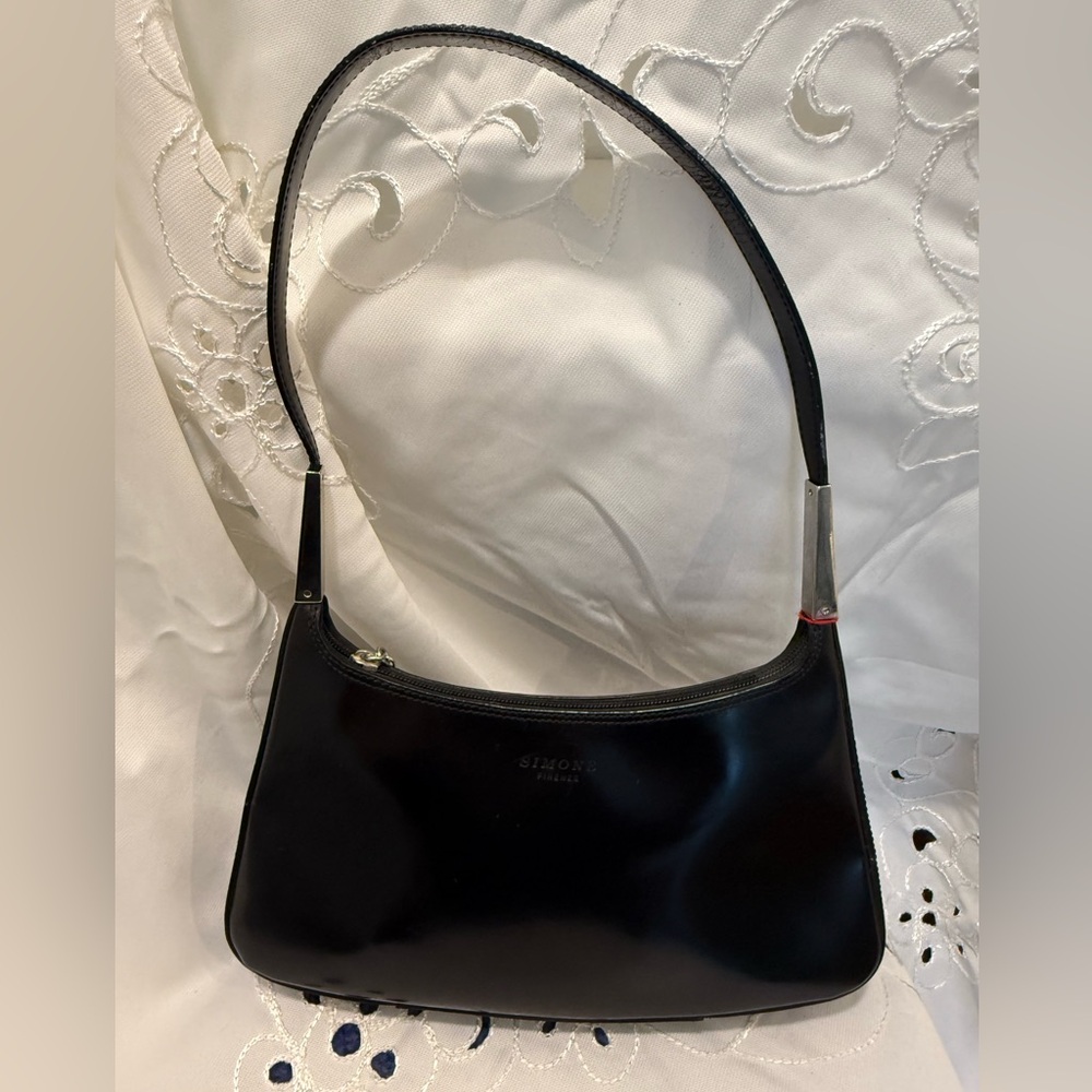 Italian Black Leather Shoulder Bag from Simone Firenze